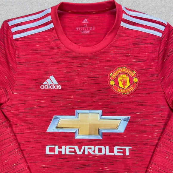 Adidas Shirt Men's M Red Manchester United Soccer Long Sleeve Jersey Aeroready - Picture 2 of 13